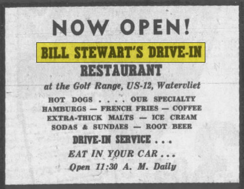 Bill Stewarts Drive-In Restaurant - Jun 1959 Ad (newer photo)